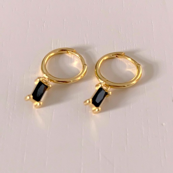 CZ Huggie Earring | 14k Gold Plated - Picture 3 of 5